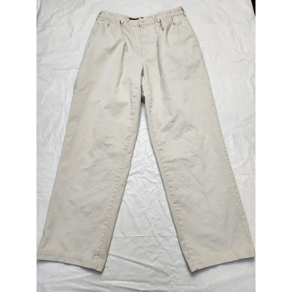 Polo Ralph Lauren Pants Mens 36x30 Beige Polo Chino Pleated Relaxed Fit USA